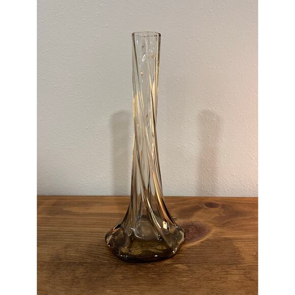 Vtg Sasaki Glass Gray Swirl Bud Vase 8” Handcrafted Japan Mid Century Modern - Picture 3 of 10
